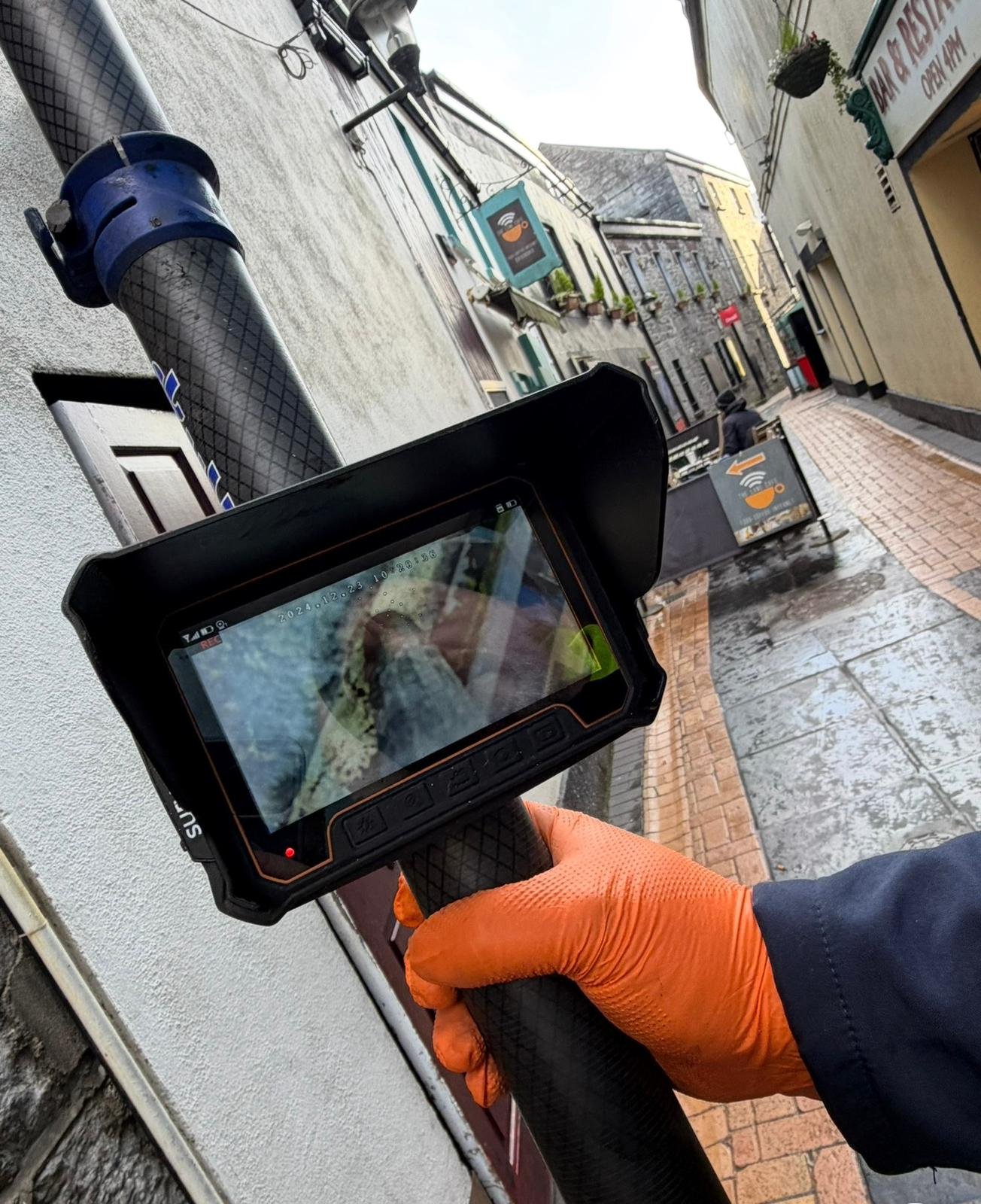 Gutter camera inspection for a commercial property in Galway city centre