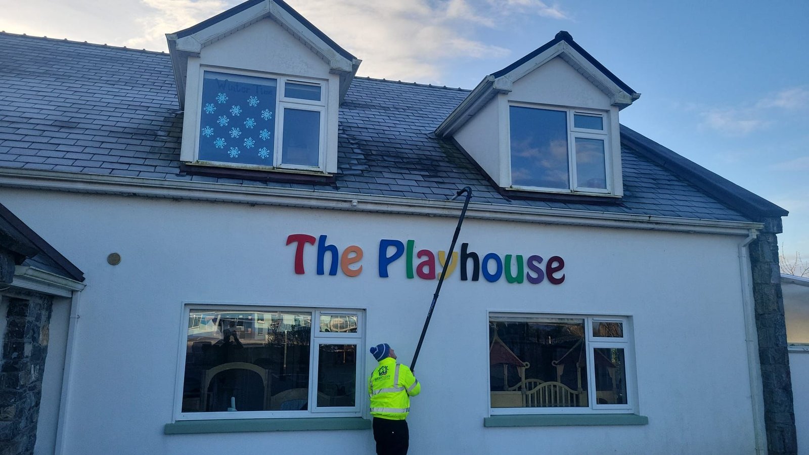 Commercial building facade cleaning Galway