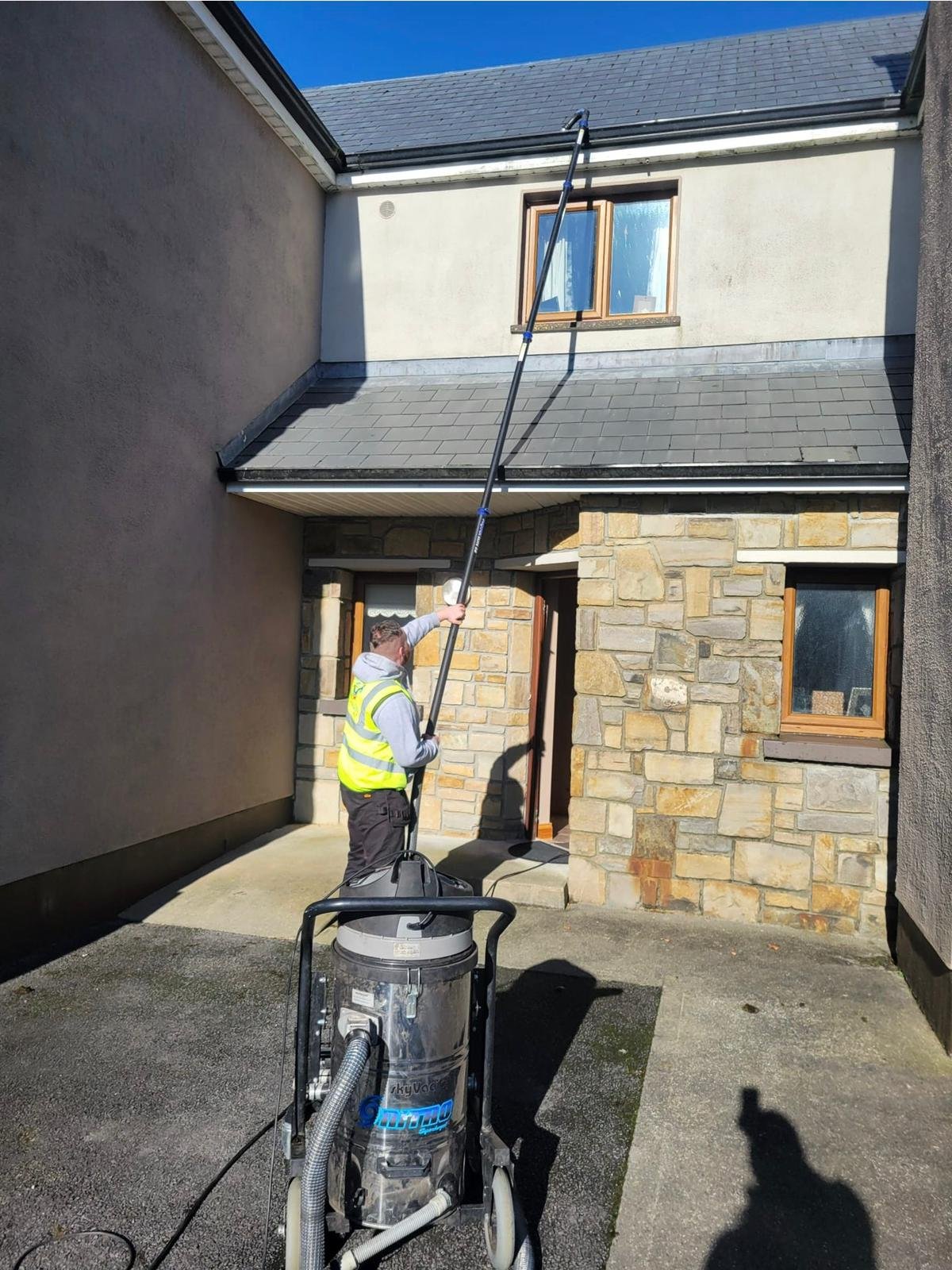 Gutter vacuum cleaning at a residential property in Galway