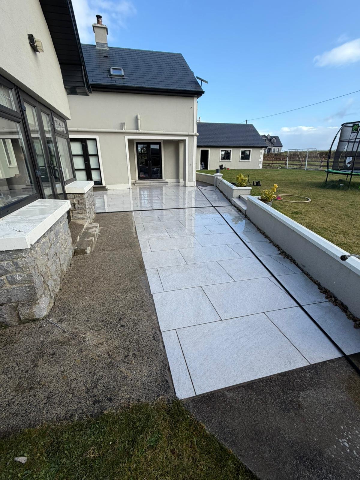 Clean tiled terrace after patio cleaning at a Galway home