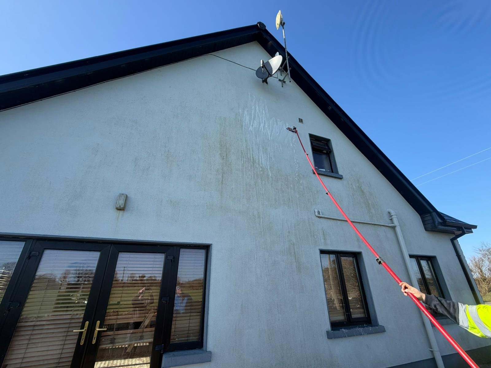 Soft washing exterior wall - before and after results