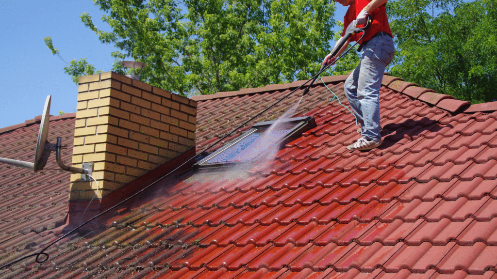 Softwash roof cleaning in Westport and Castlebar by WestClean Property Care for long-lasting results.